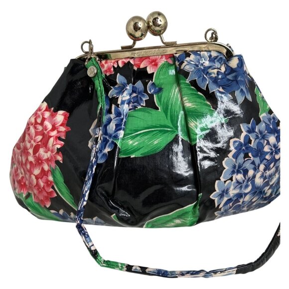 Toledano Retro Floral Clutch Bag With Kiss Lock Multicolor - Picture 1 of 11
